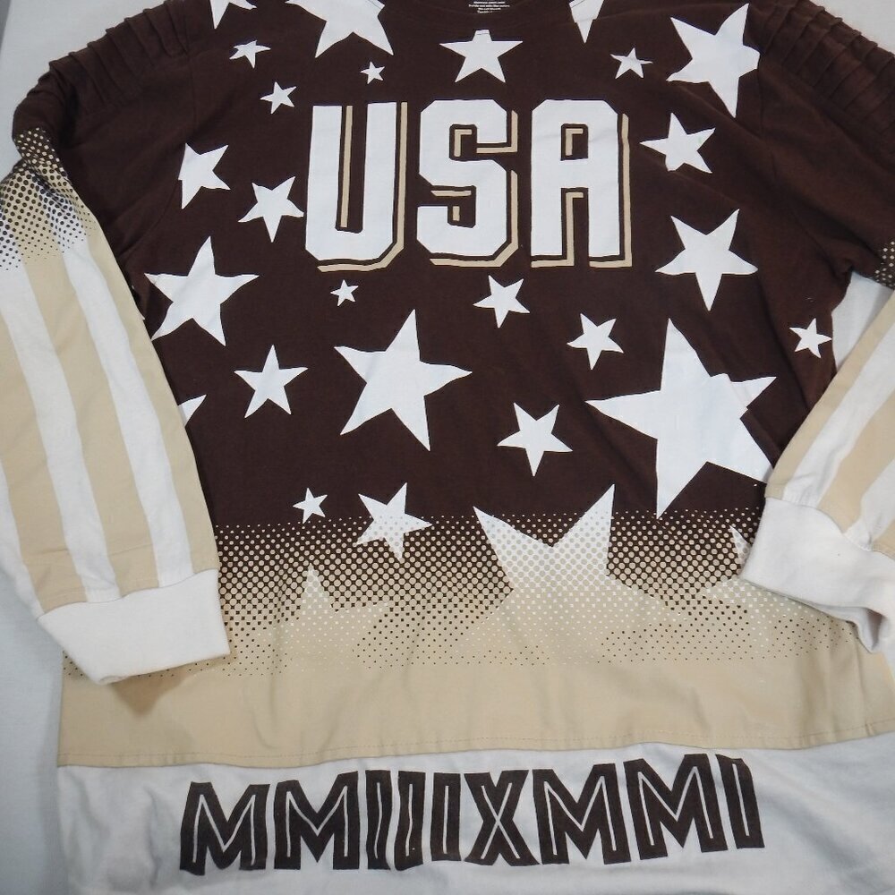 Contender MCMLXXXVIII USA Graphic Long Sleeve Shirt Brown Size 3XL - Picture 3 of 10